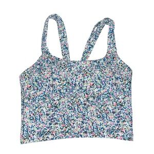 Sage Crop Top Floral Sports Bralette Women's XS Active Wear Gym Athleisure